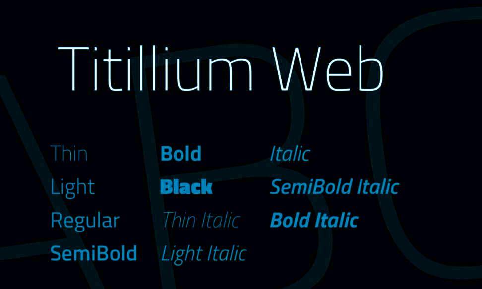 Titillium Web font family style samples